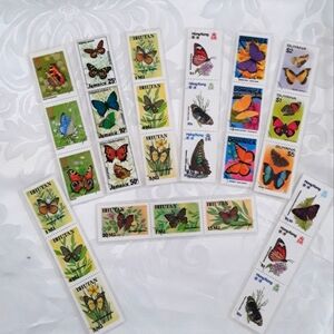 Postage Stamp Bookmarks Butterflies (Set of Nine)